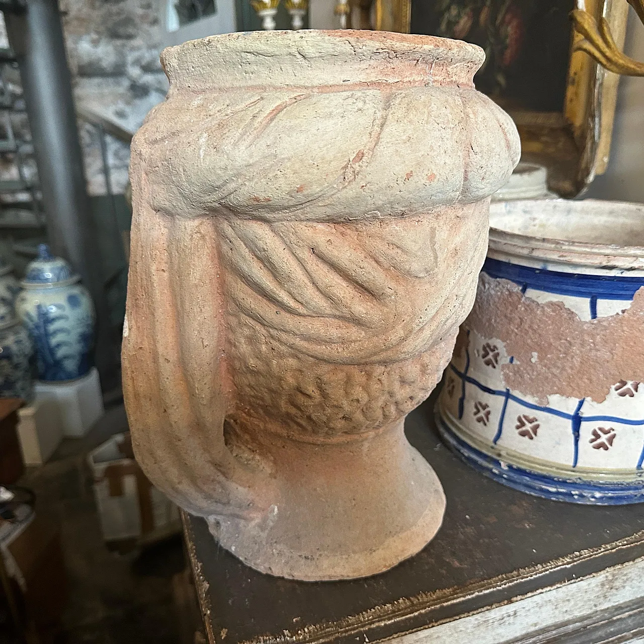 Vaso Moro siciliano in terracotta lavorato a mano, anni '30 5