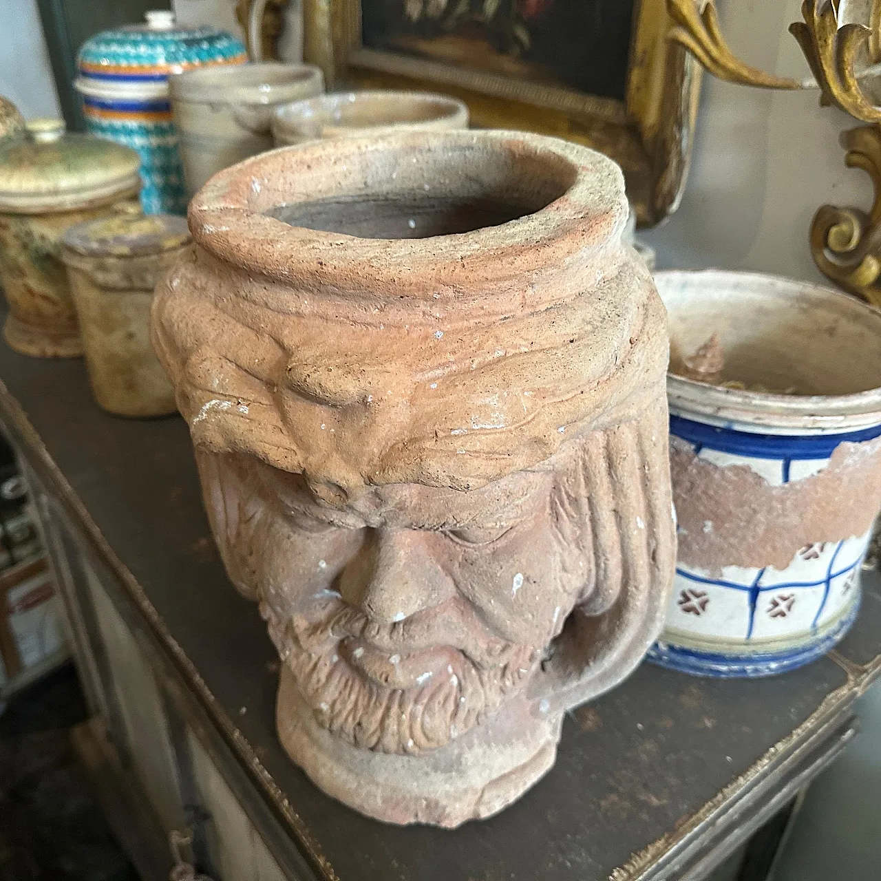 Vaso Moro siciliano in terracotta lavorato a mano, anni '30 12