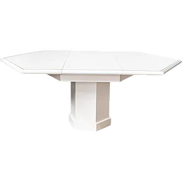 Extendable dining table in white lacquered wood by Mario Sabot, 1980s