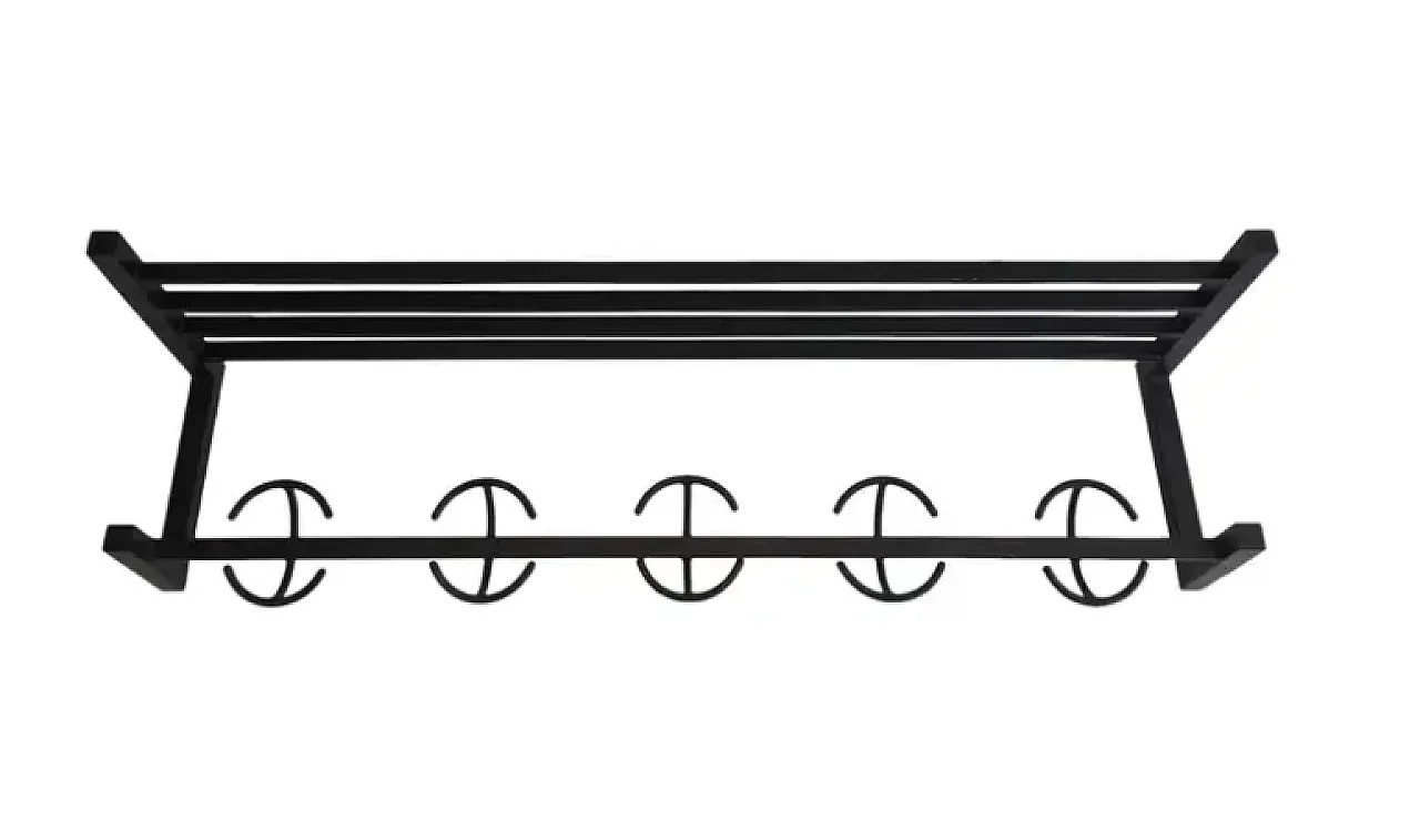 Appendiabiti di design in metallo nero, anni '50 1