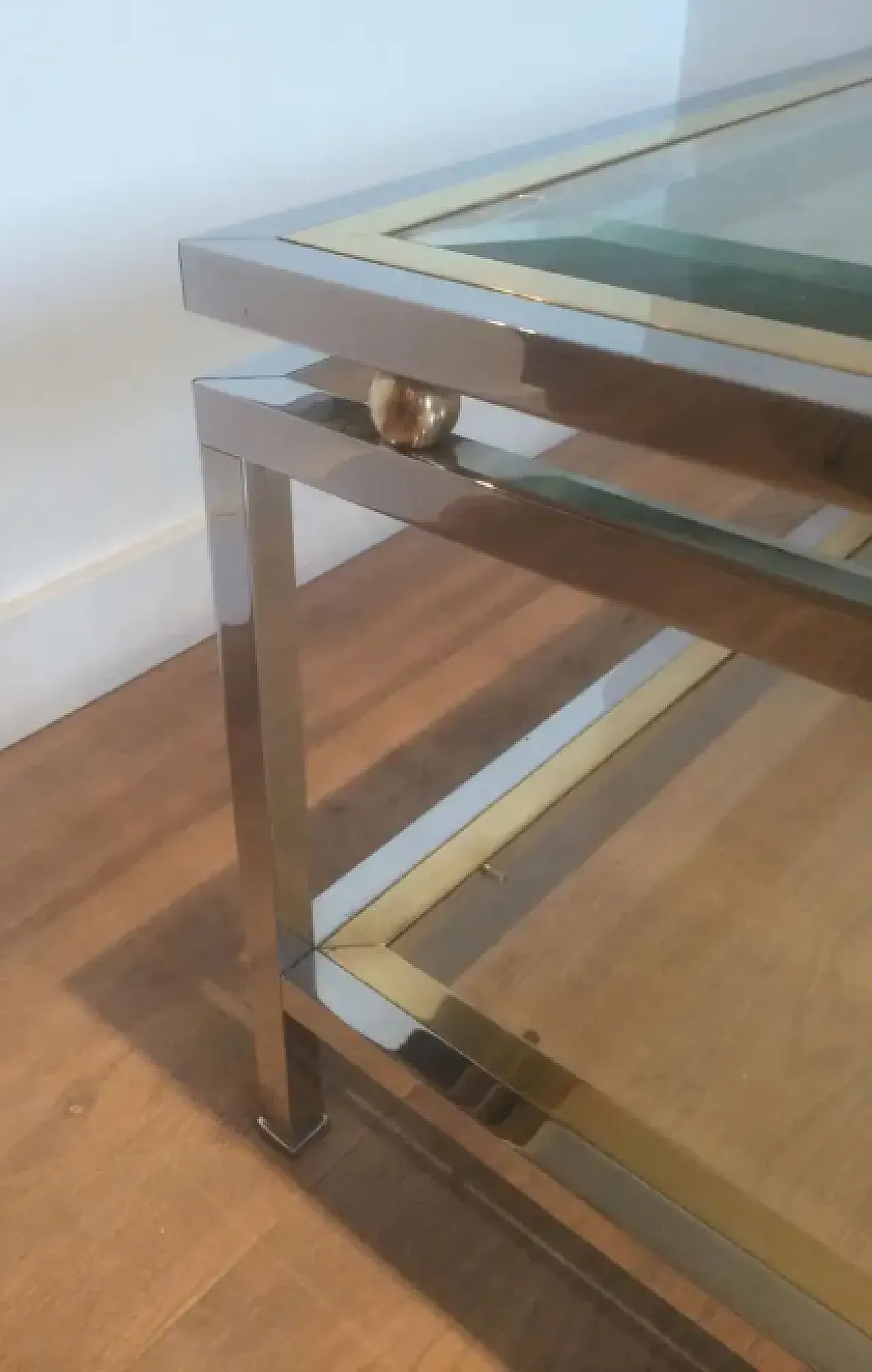 Chrome and brass coffee table, 1970s 5