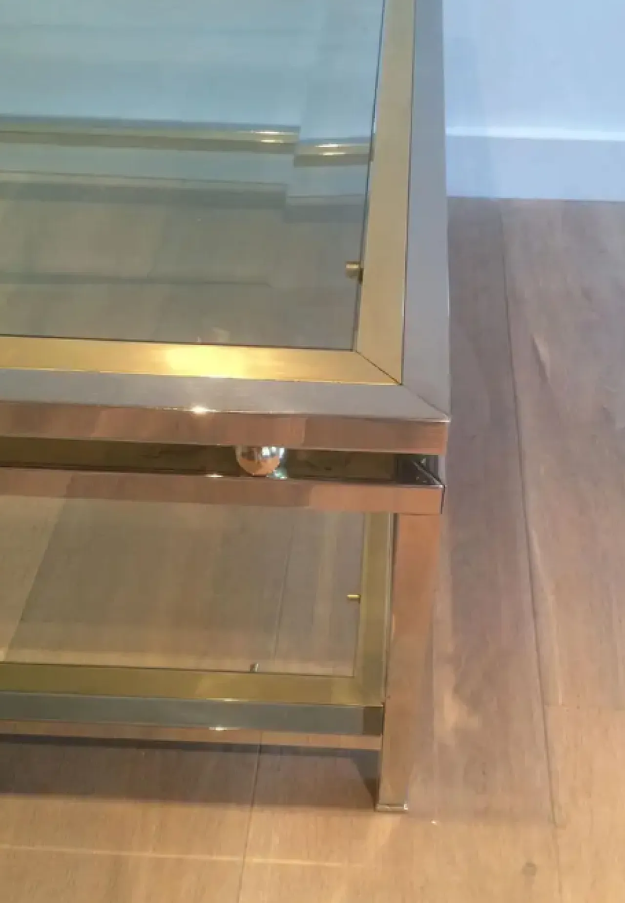 Chrome and brass coffee table, 1970s 8