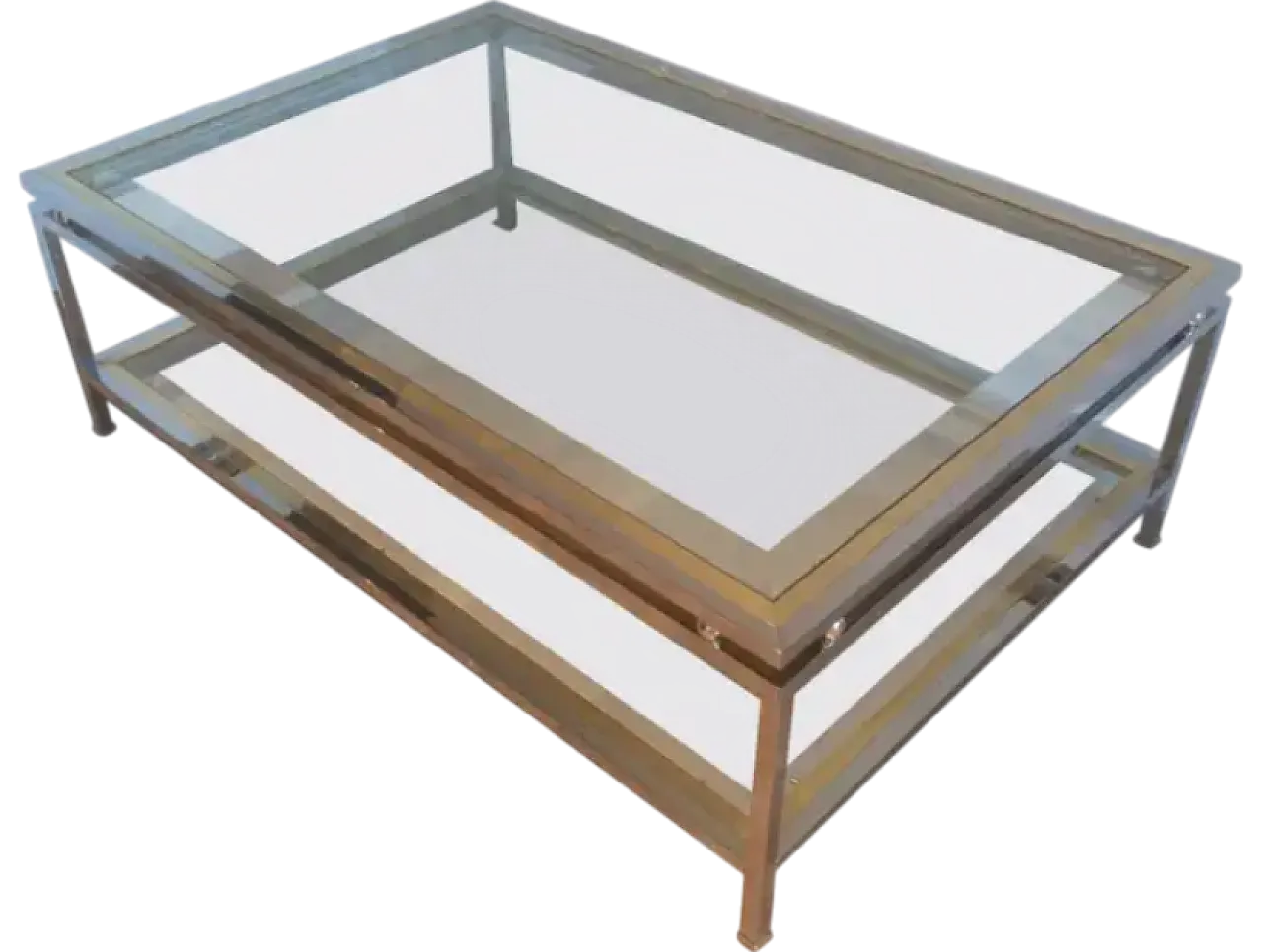 Chrome and brass coffee table, 1970s 10