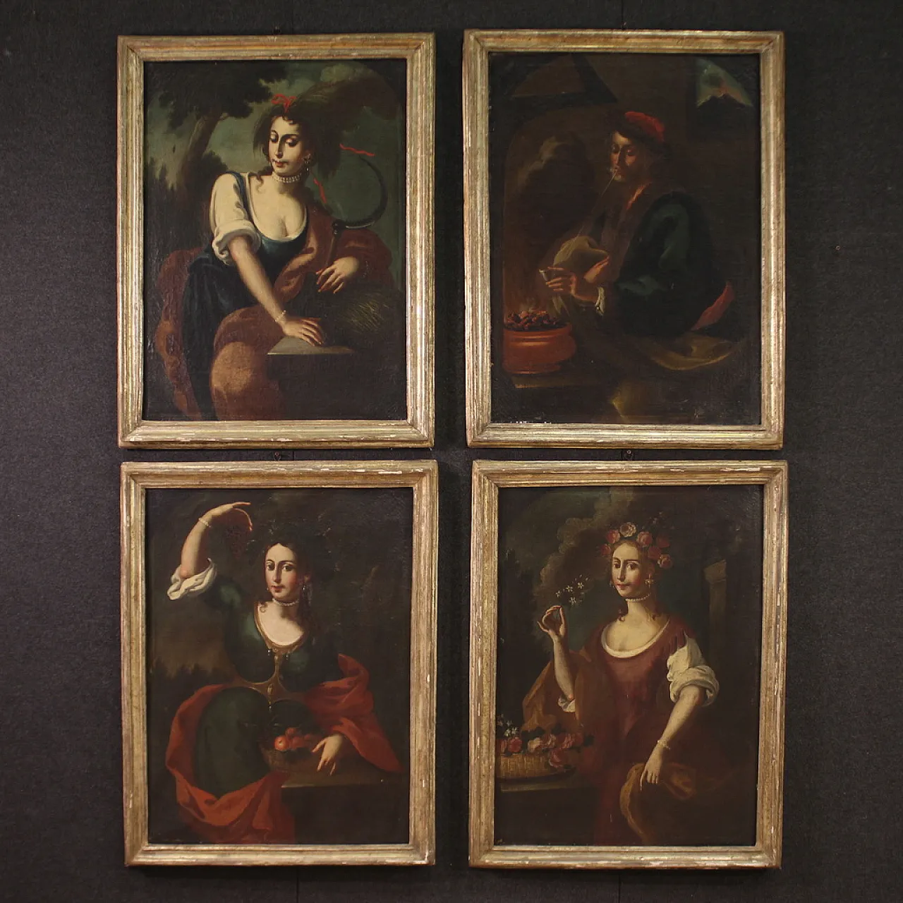 4 Allegory of the seasons, oil painting into frames, 18th century 1