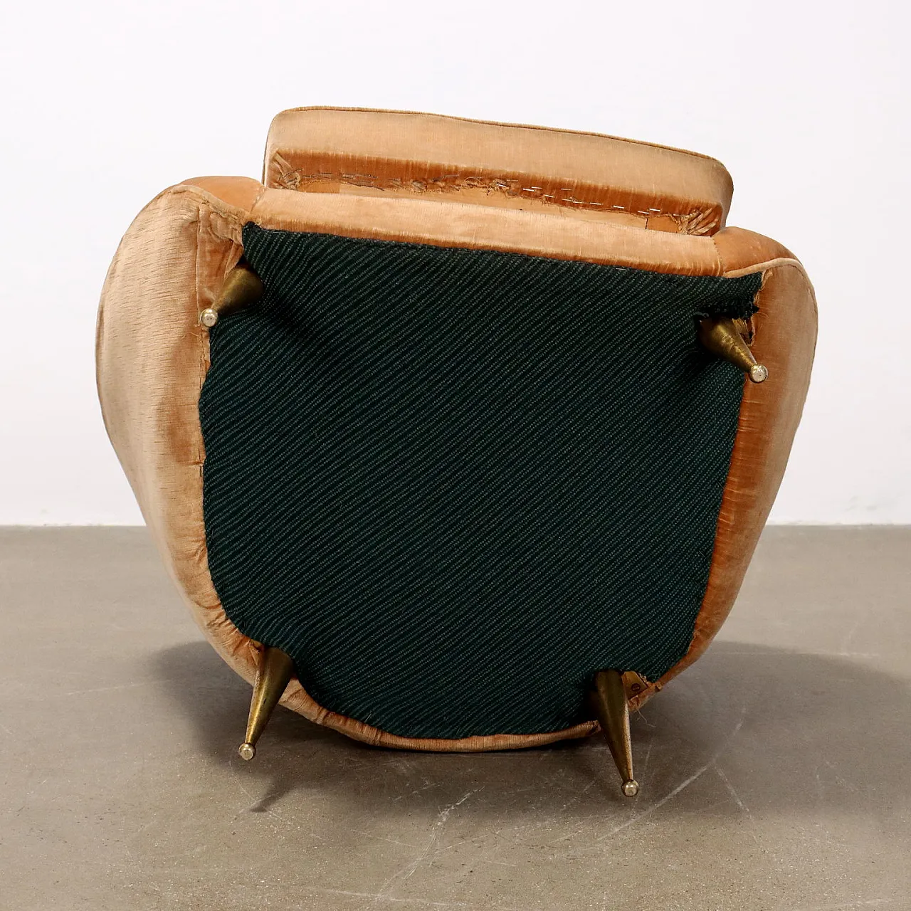 Poltrone in velluro con gambe in ottone, anni '50 7