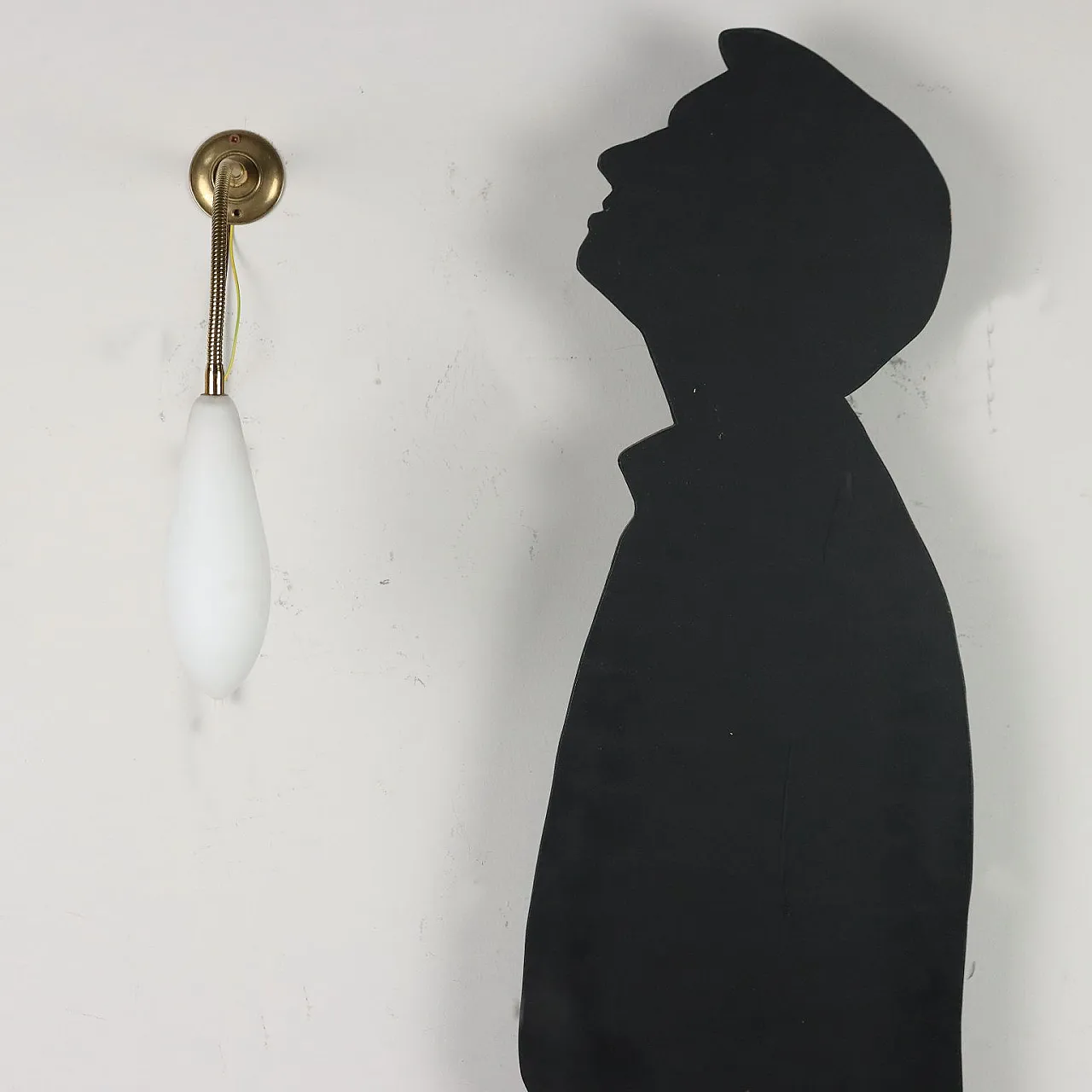 Applique in ottone e vetro con stelo flessibile, anni '60 2