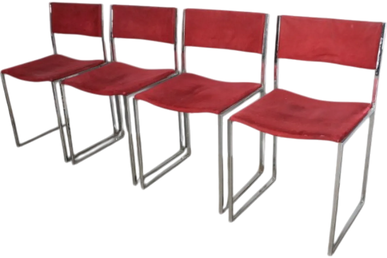 4 chrome-plated Willy Rizzo chairs, 70s 13