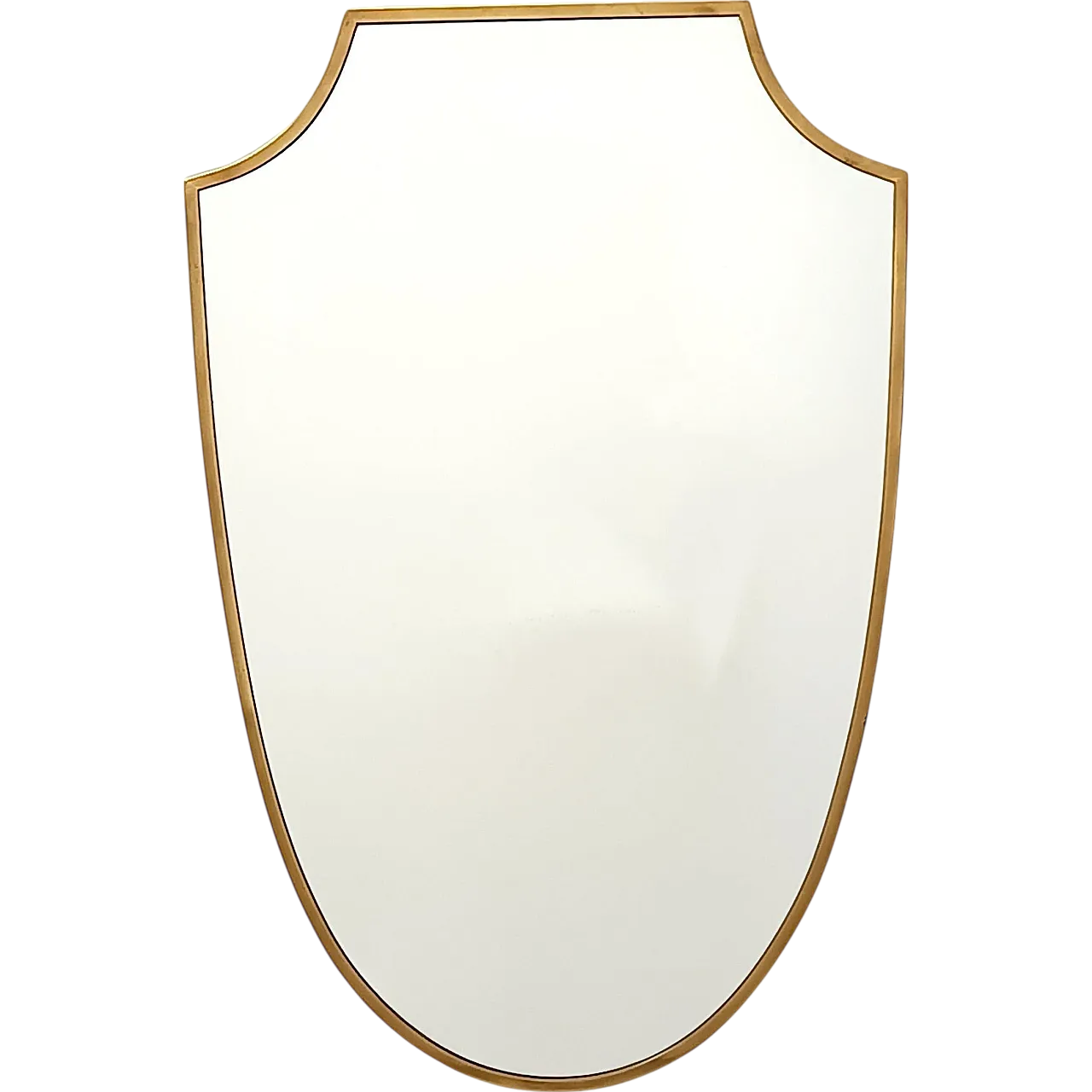 Vintage Brass Shield Shaped Wall Mirror, Italy 8