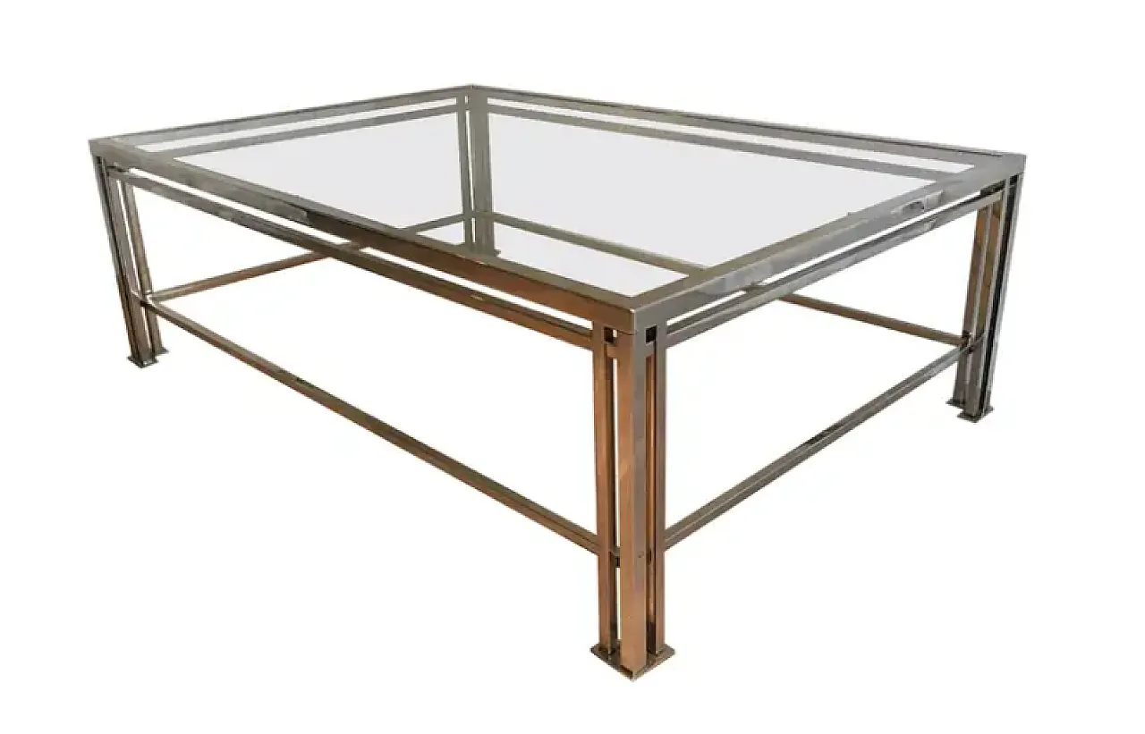 Chrome-plated modernist coffee table, 1970s 1