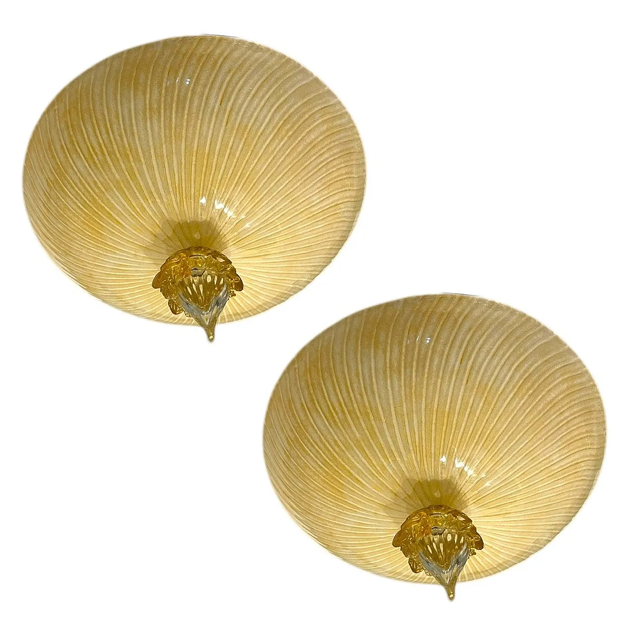 Venetian Murano Glass Flushmount Lights, 1970s, Set of 2 1