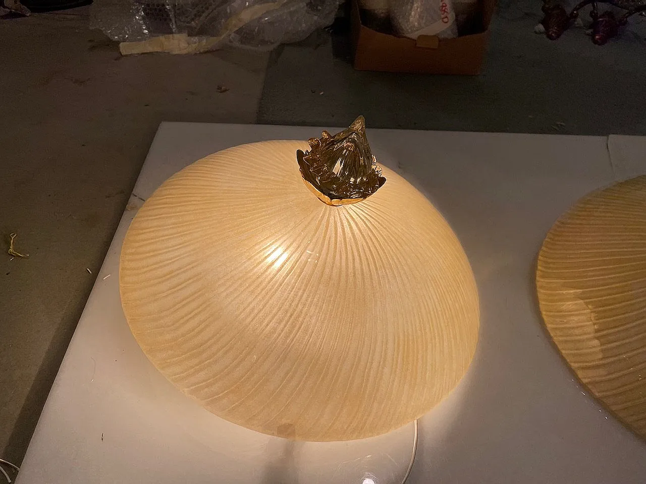 Venetian Murano Glass Flushmount Lights, 1970s, Set of 2 3