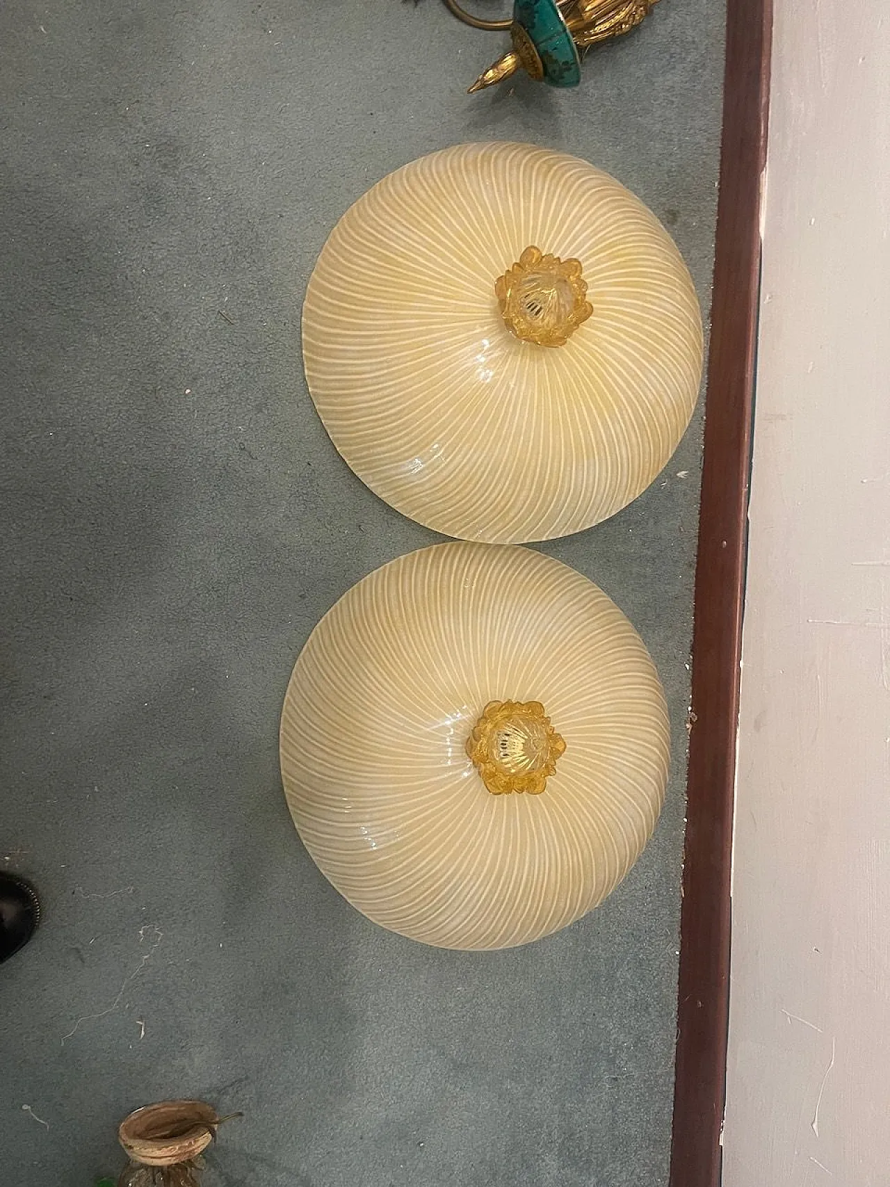 Venetian Murano Glass Flushmount Lights, 1970s, Set of 2 10