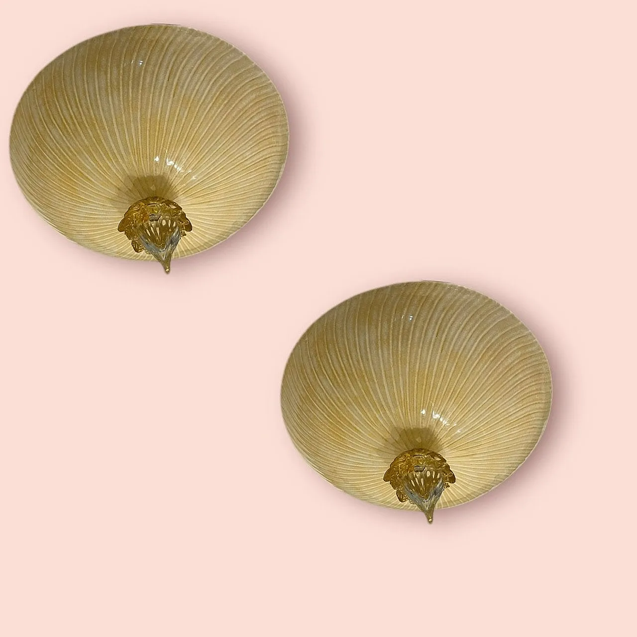 Venetian Murano Glass Flushmount Lights, 1970s, Set of 2 11