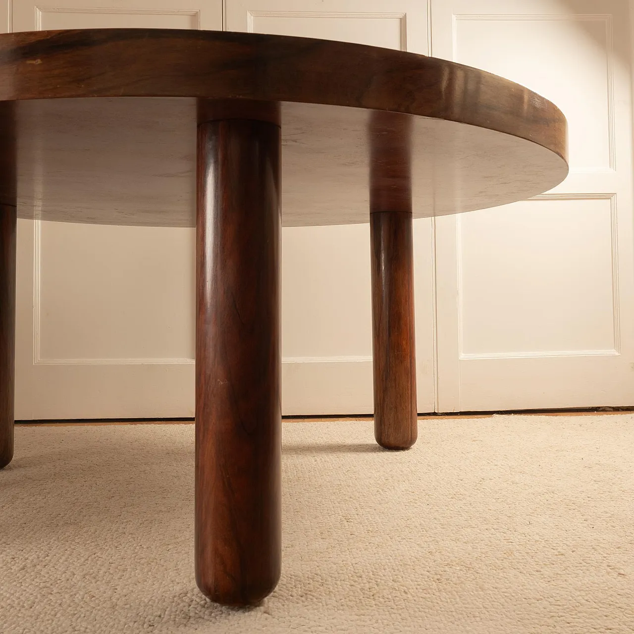 Tavolo rotondo in legno, anni '60 4