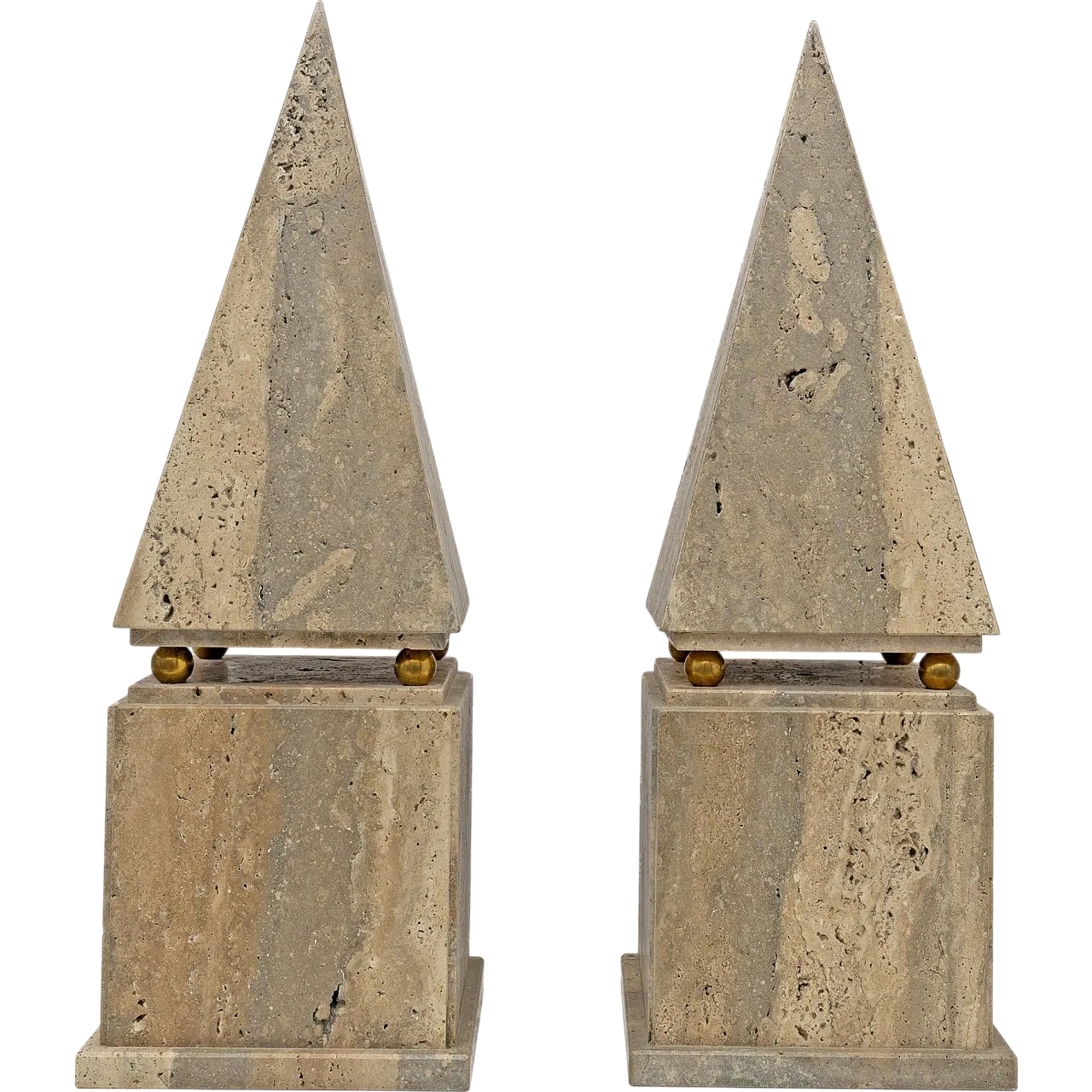 Pair of minimalist Roman travertine obelisk, 1970s 10