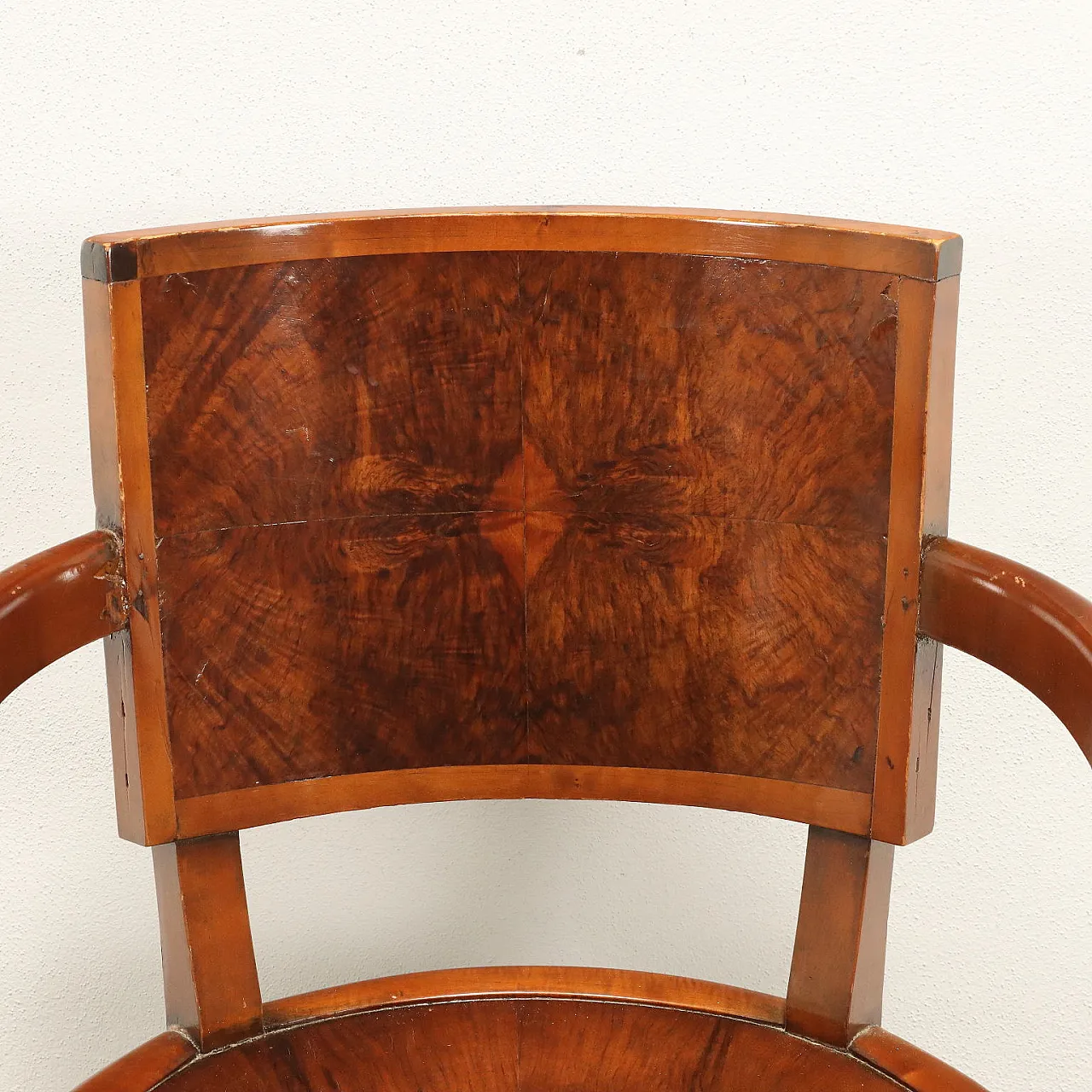 4 Armchairs in stained beech and briar-root veneer, 1940s 4