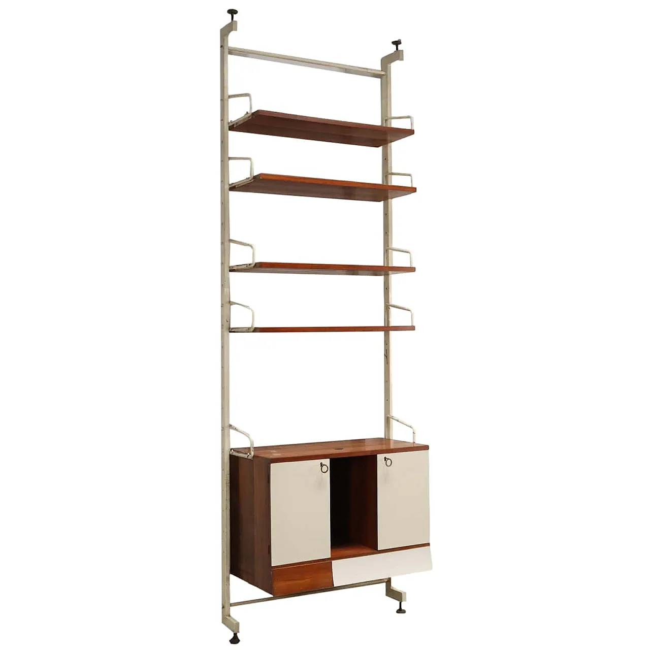 Libreria in teak e formica con piedini regolabili in ottone, anni '60 1