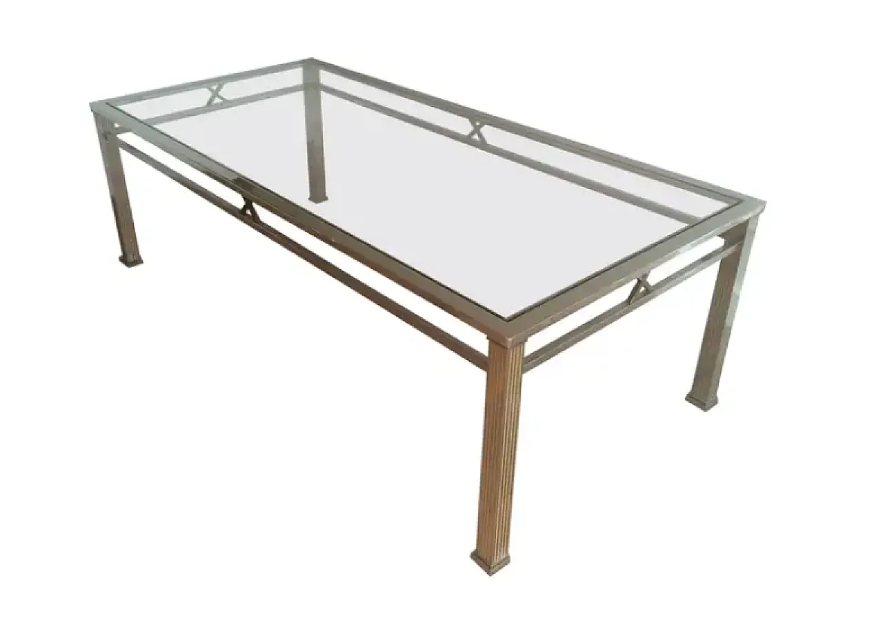 Tavolino da caffè in ottone e cromo in stile neoclassico, anni '70 1