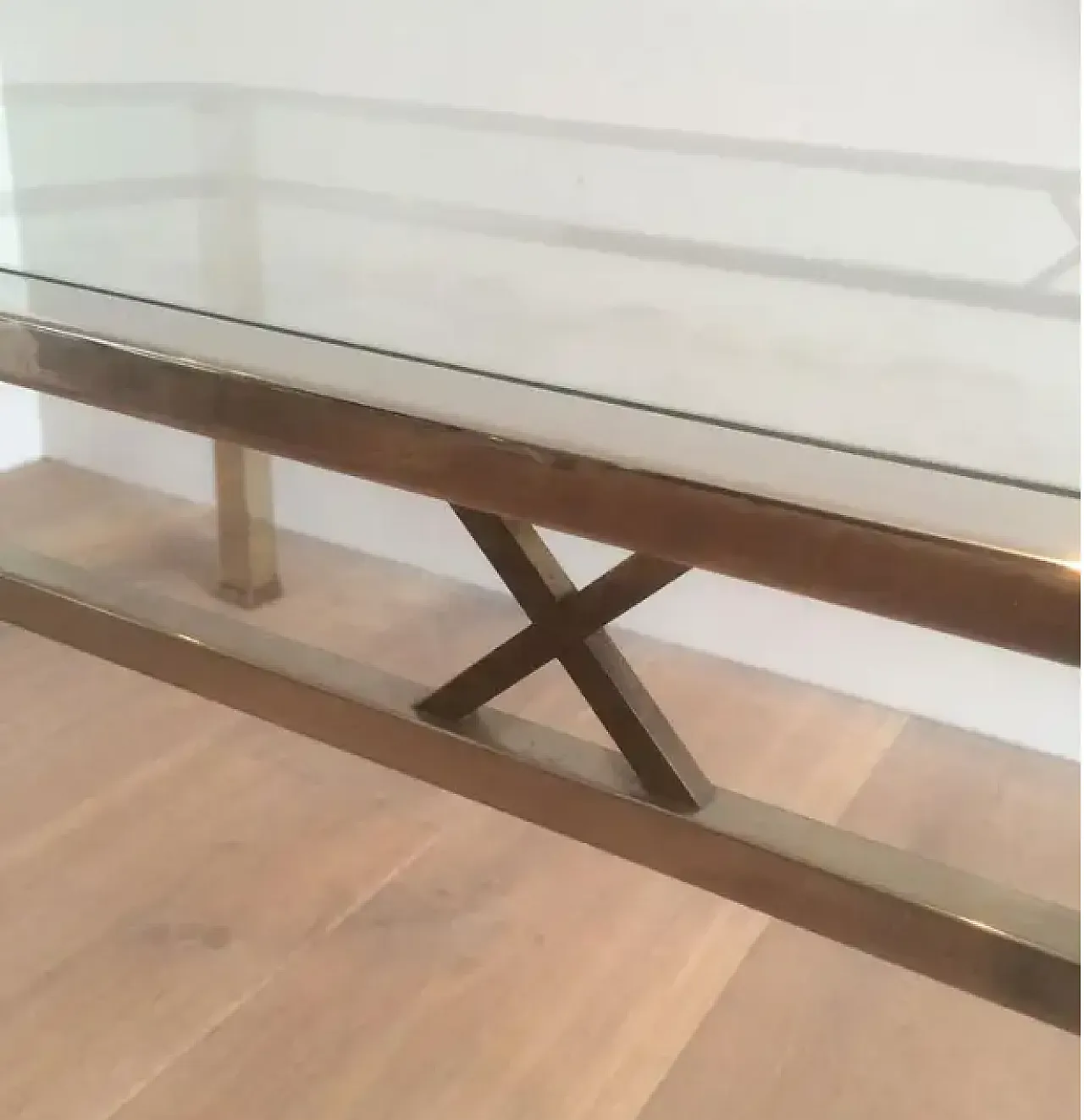 Tavolino da caffè in ottone e cromo in stile neoclassico, anni '70 8