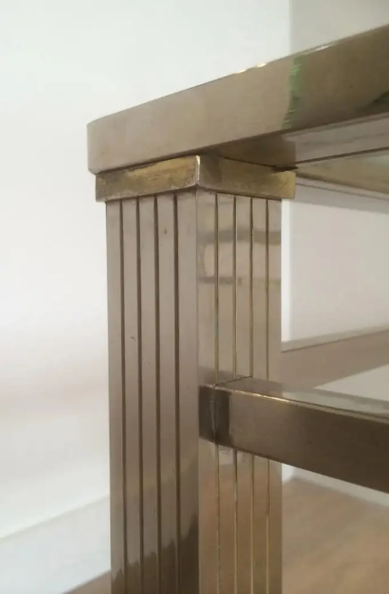 Tavolino da caffè in ottone e cromo in stile neoclassico, anni '70 11