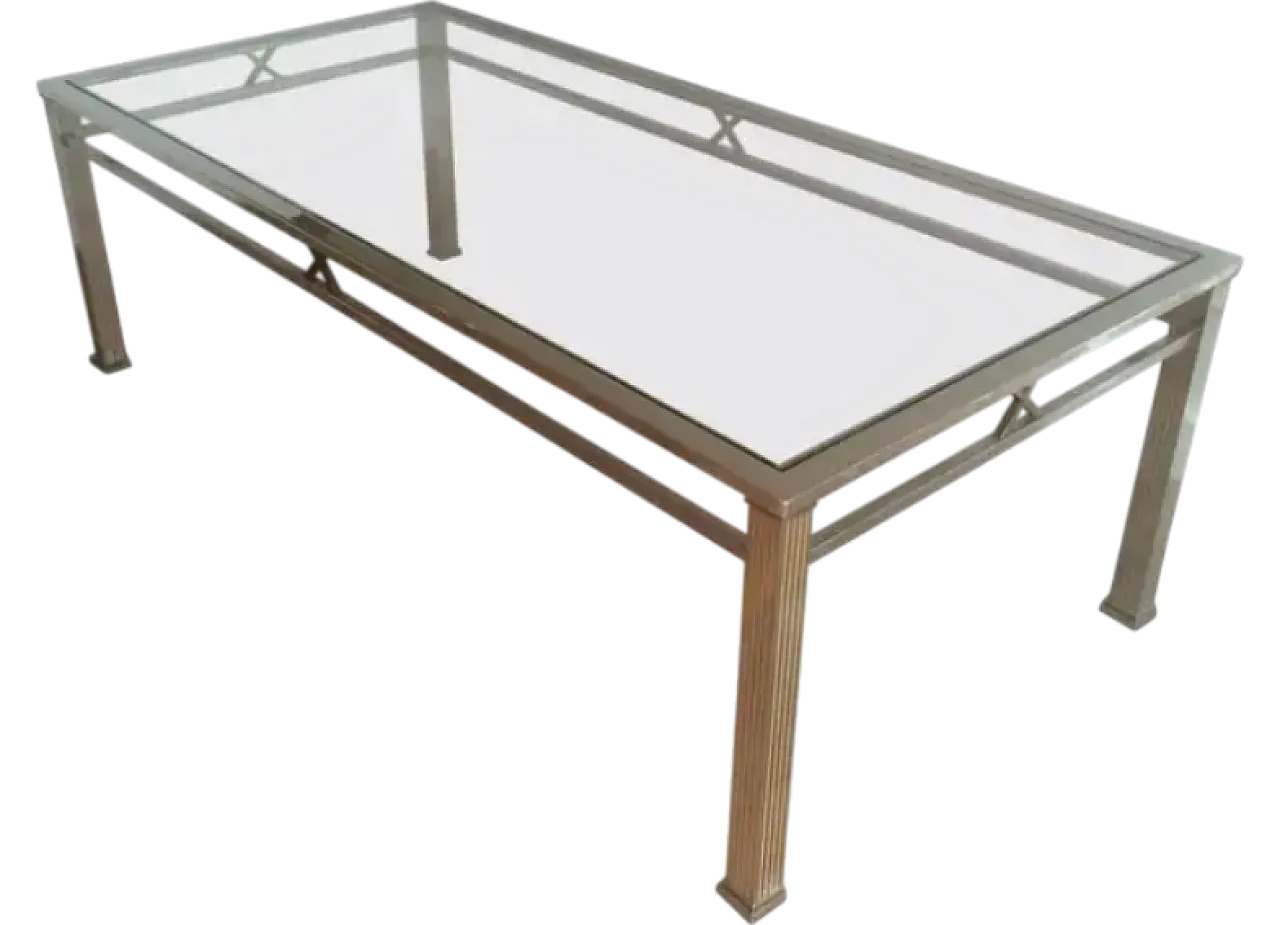 Tavolino da caffè in ottone e cromo in stile neoclassico, anni '70 13