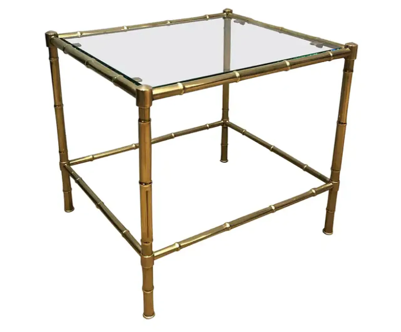 Faux-bamboo brass side table in the style of Jacques Adnet, 1970s 1