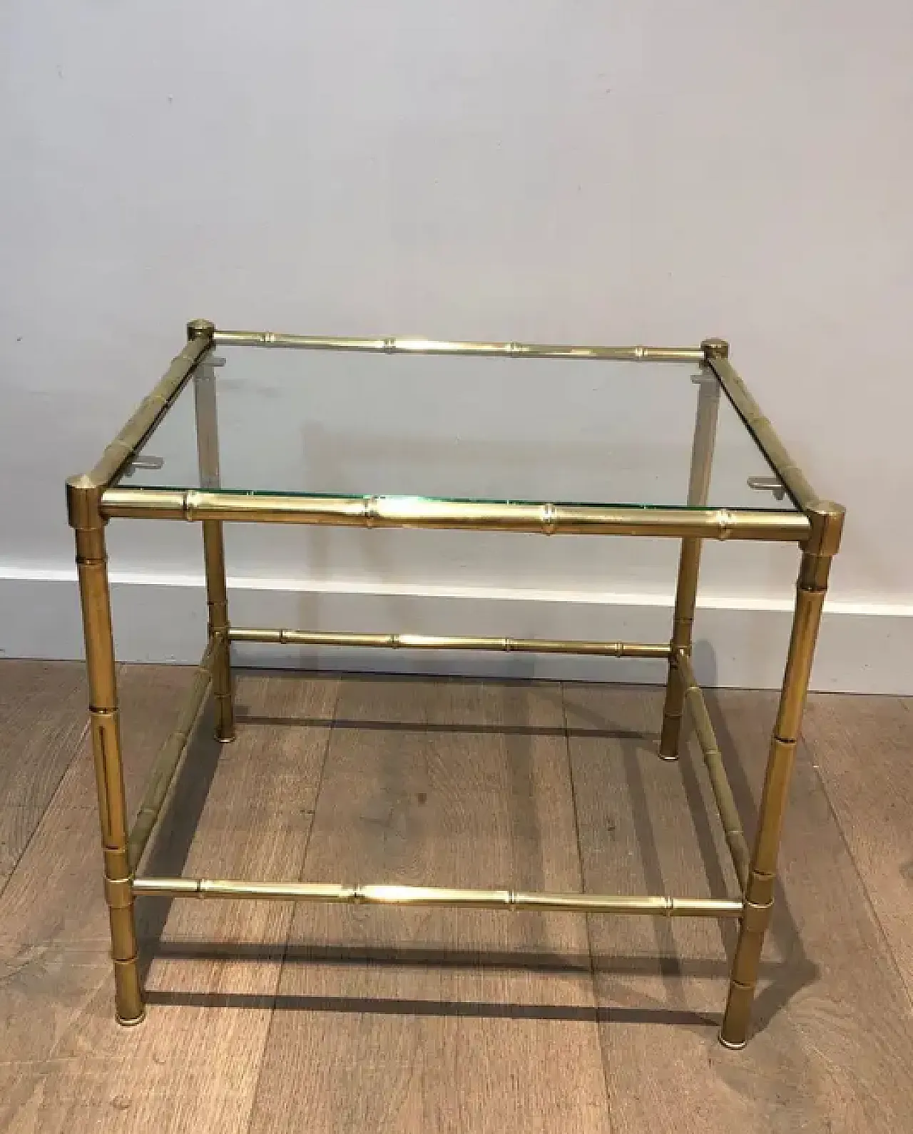 Faux-bamboo brass side table in the style of Jacques Adnet, 1970s 2