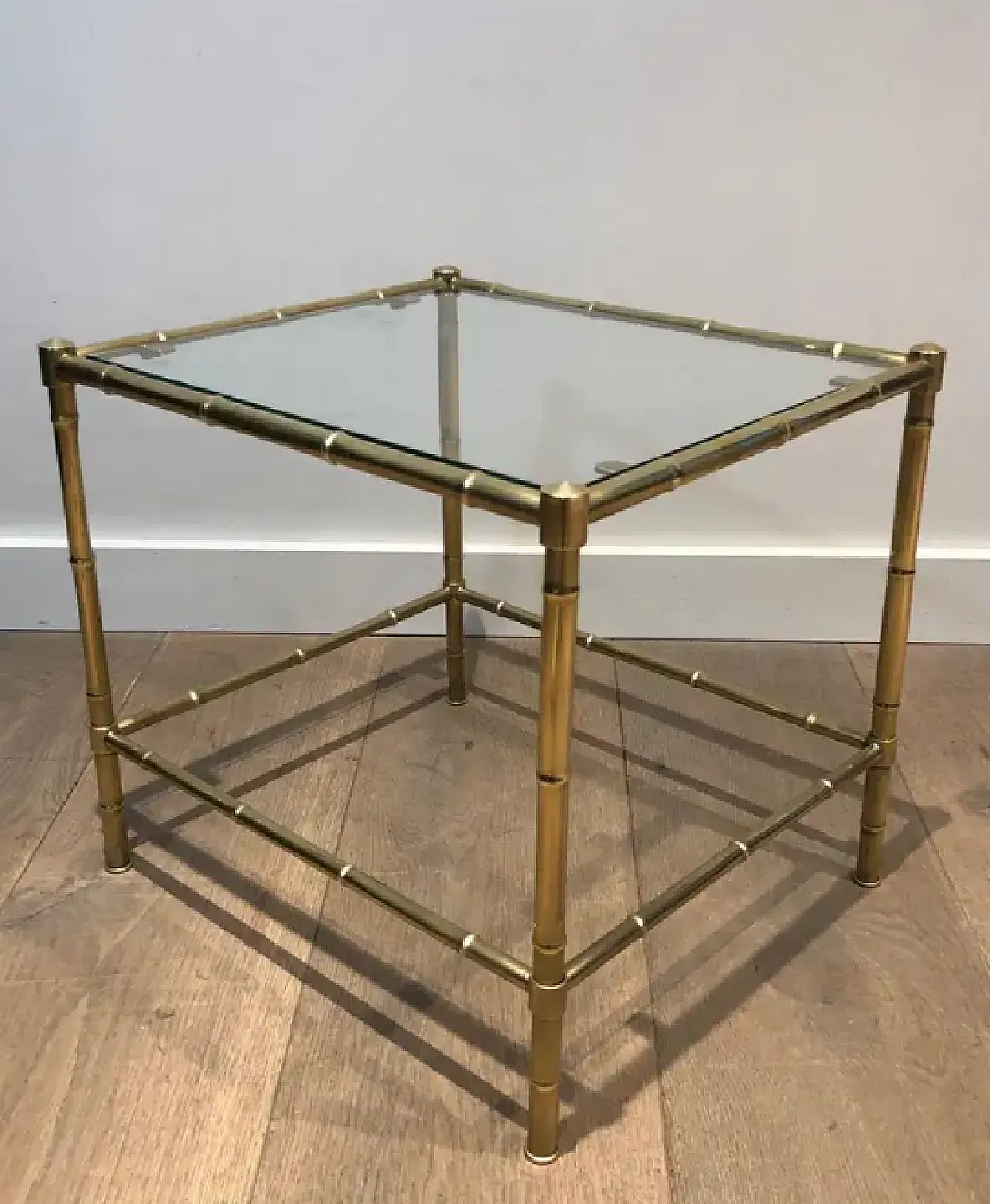 Faux-bamboo brass side table in the style of Jacques Adnet, 1970s 3