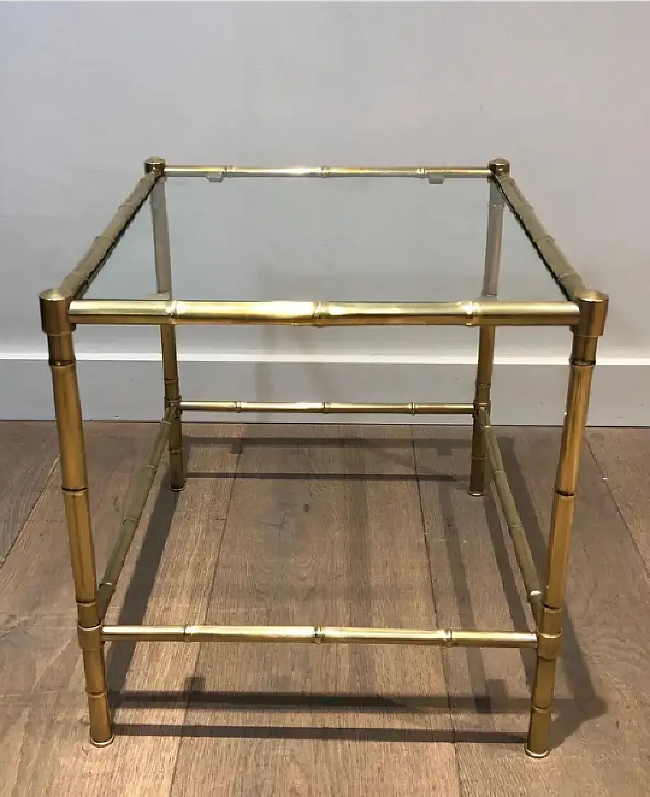 Faux-bamboo brass side table in the style of Jacques Adnet, 1970s 4