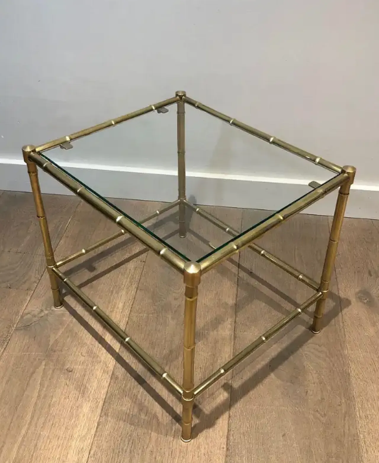 Faux-bamboo brass side table in the style of Jacques Adnet, 1970s 5