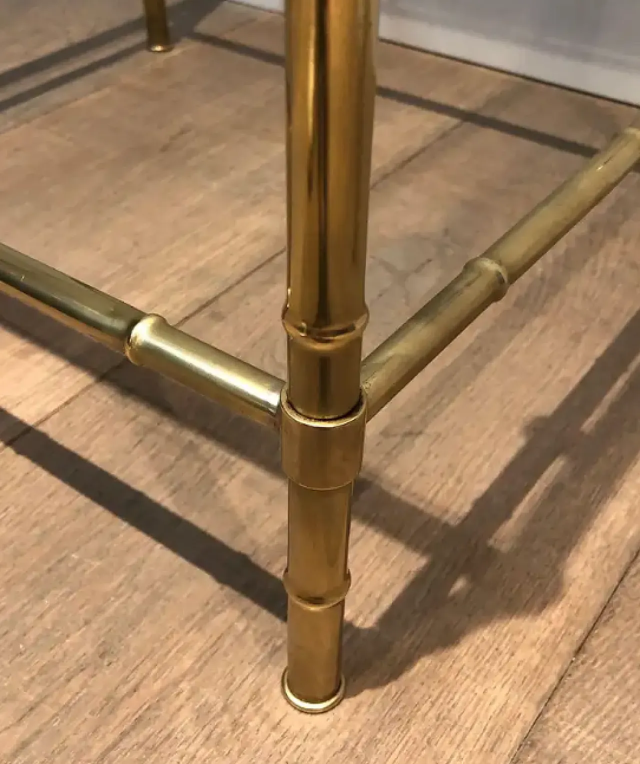 Faux-bamboo brass side table in the style of Jacques Adnet, 1970s 6