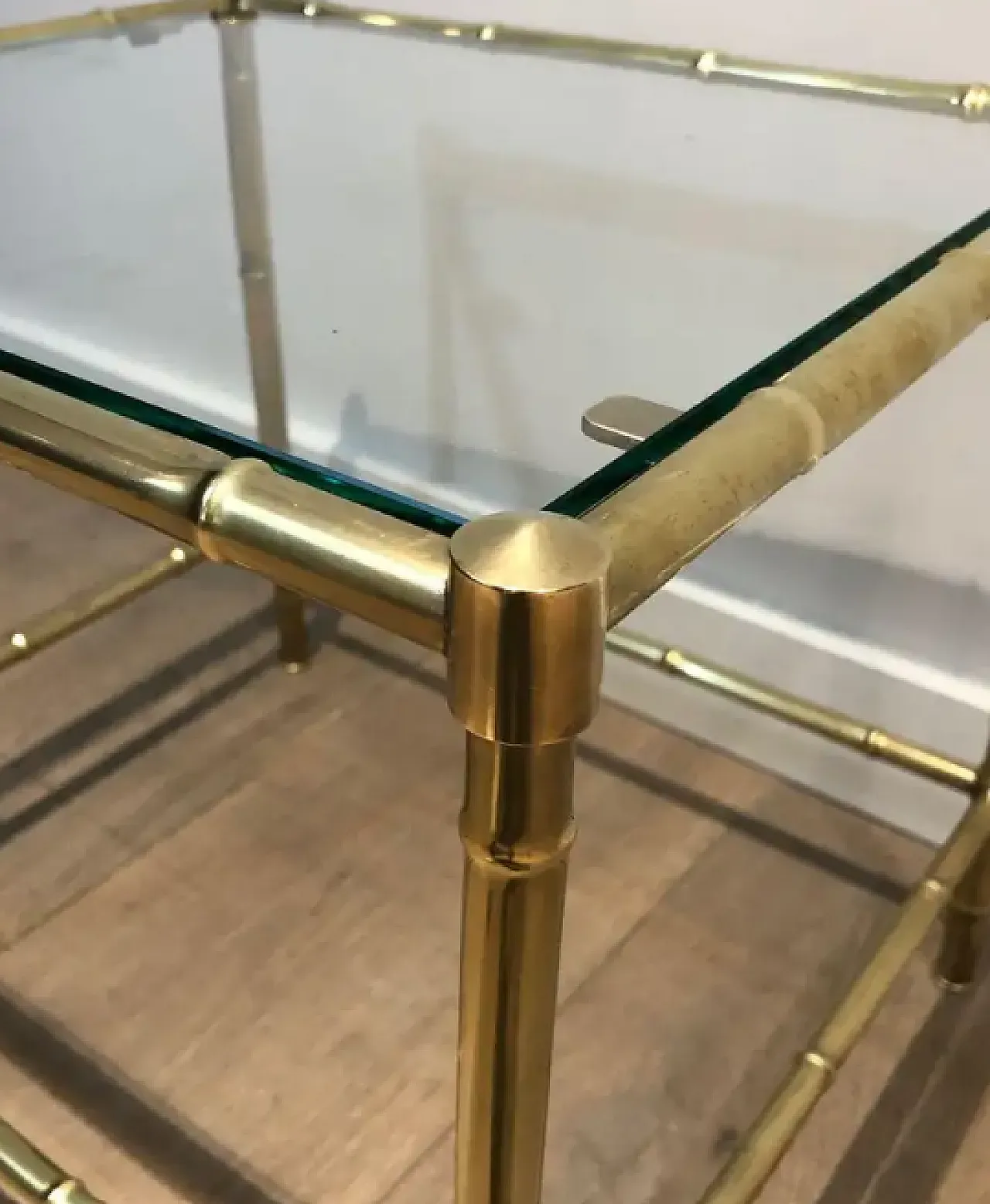 Faux-bamboo brass side table in the style of Jacques Adnet, 1970s 7