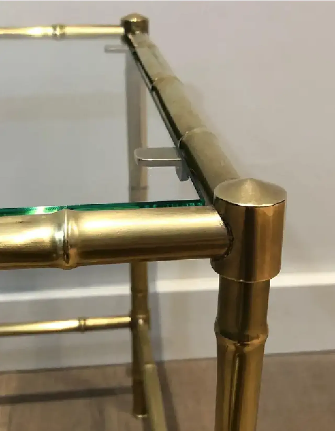 Faux-bamboo brass side table in the style of Jacques Adnet, 1970s 8