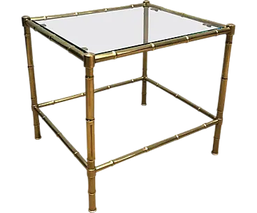 Faux-bamboo brass side table in the style of Jacques Adnet, 1970s