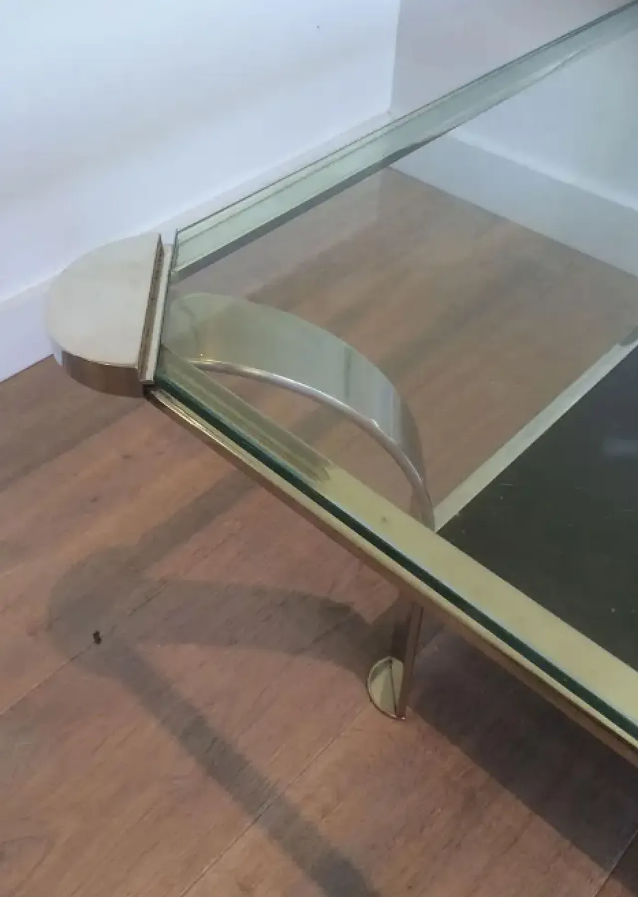 Chrome-plated coffee table with glass shelves, 1970s 6