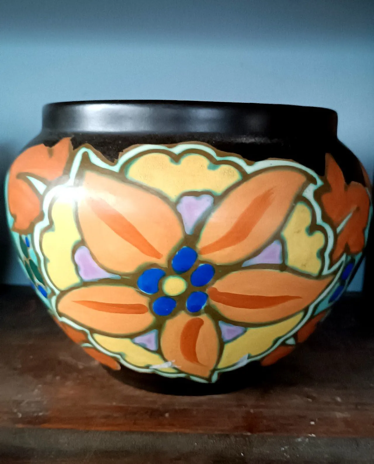 Vaso cashpot in ceramica Montoise Bergen, primo '900 1