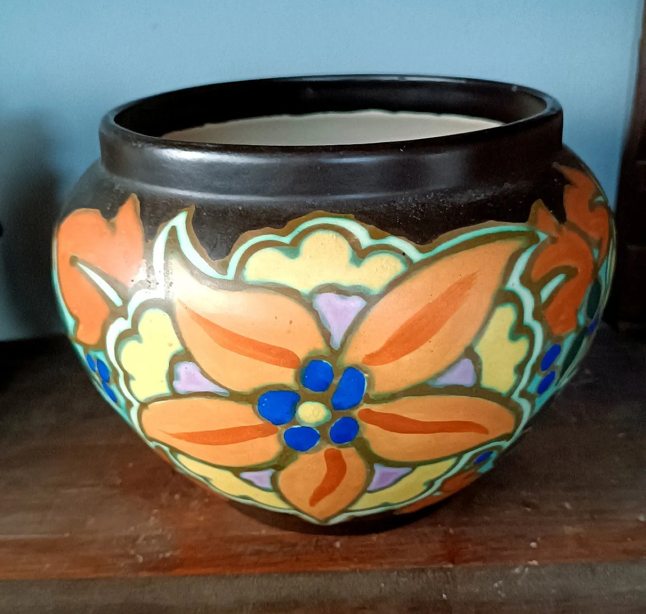 Vaso cashpot in ceramica Montoise Bergen, primo '900 2