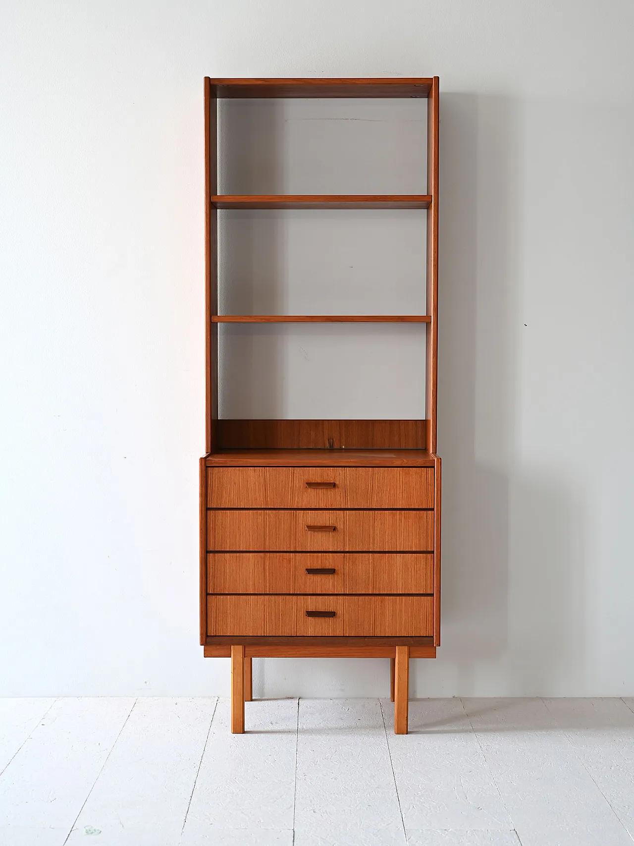 Teak bookcase with drawers 1