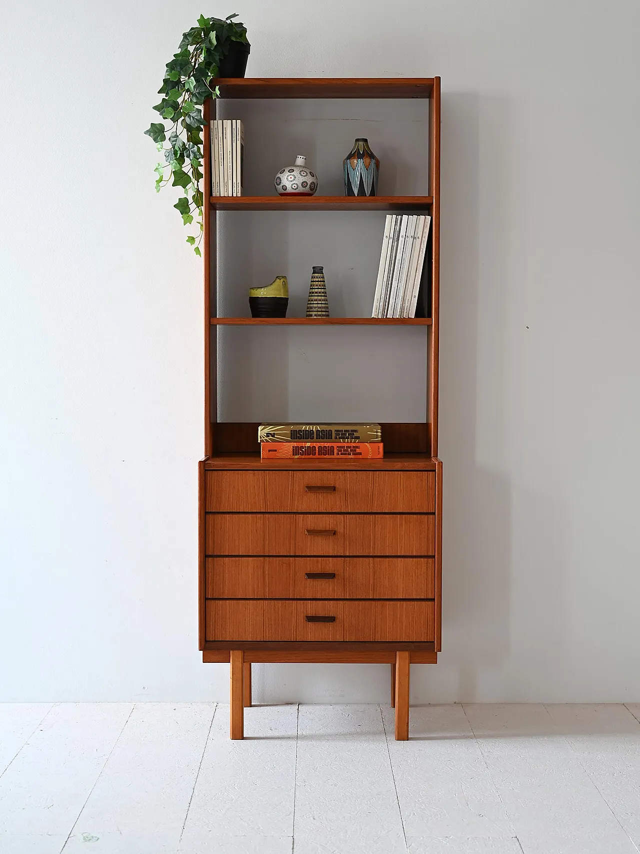 Teak bookcase with drawers 2