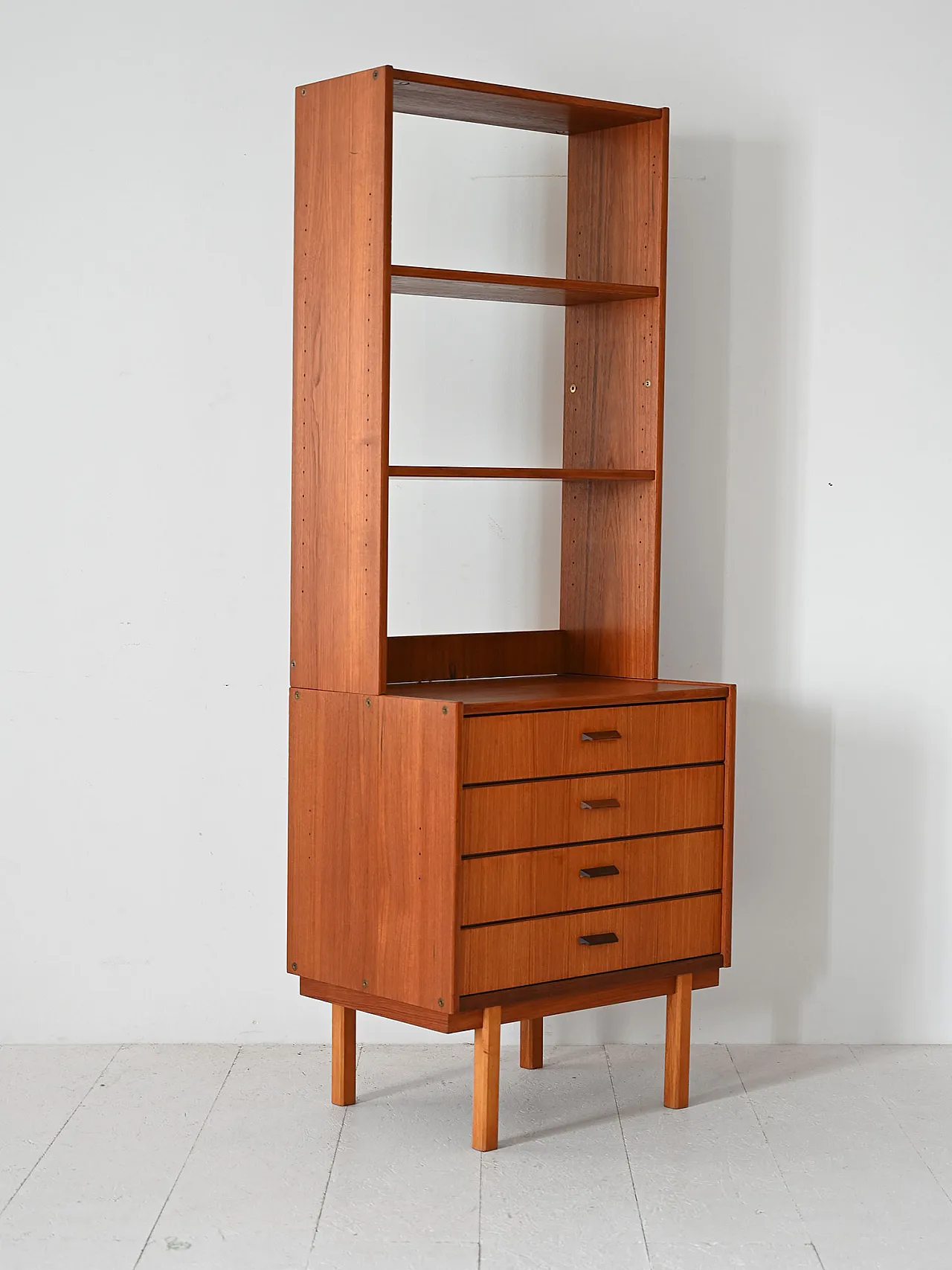 Teak bookcase with drawers 4