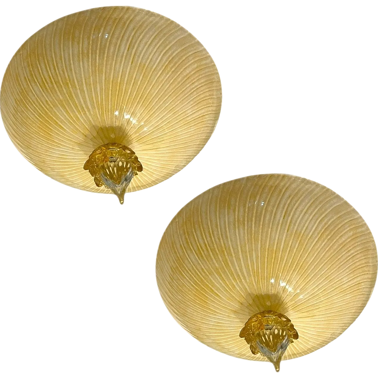 Venetian Murano Glass Flushmount Lights, 1970s, Set of 2 12