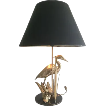 Lampada da tavolo Heron in ottone, anni '70