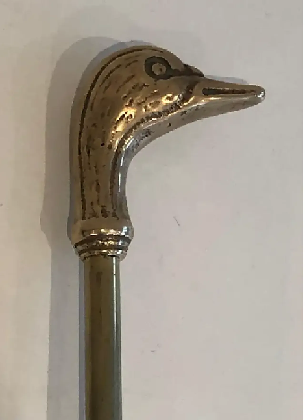 Brass fireplace tools with duck heads, 1970s 7