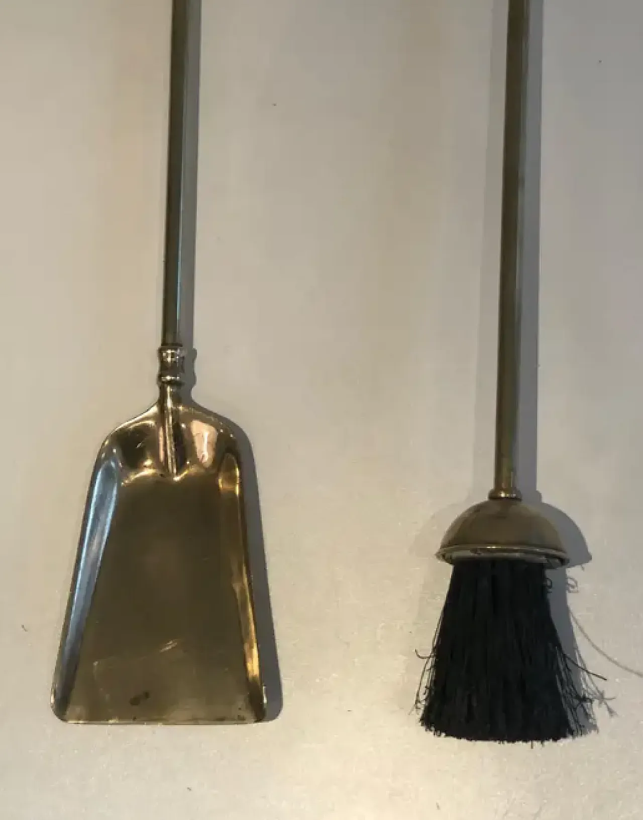 Brass fireplace tools with duck heads, 1970s 9