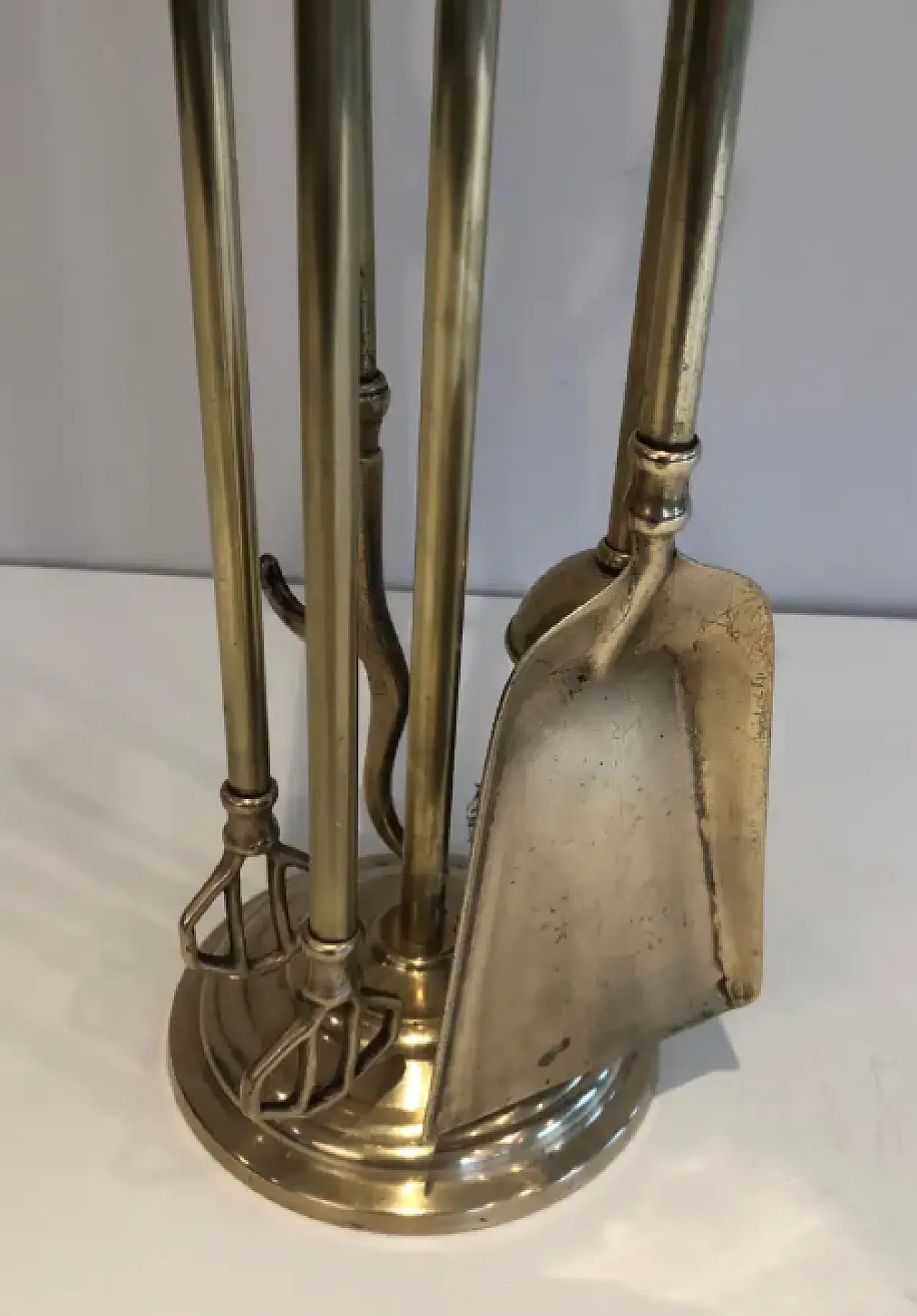 Brass fireplace tools with duck heads, 1970s 13