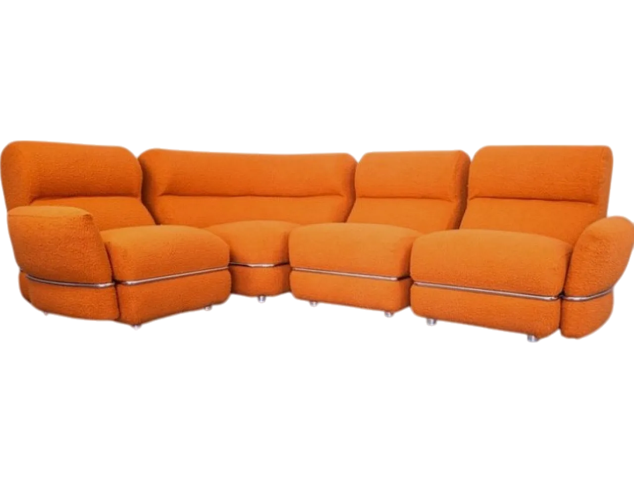Divano modulare in tessuto bouclè arancione di Coccio Design, anni '70 16