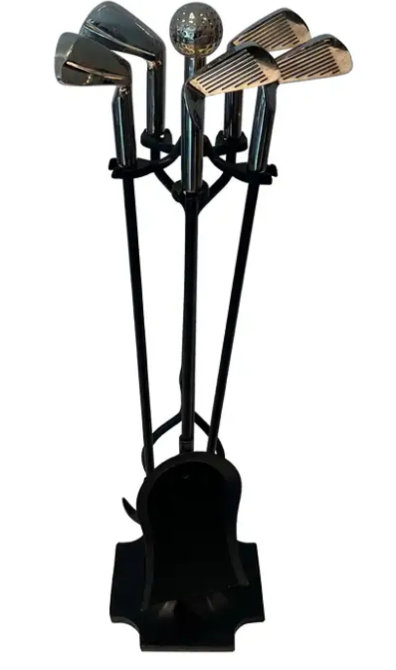 Lacquered metal and chrome fireplace tools, 1970s 1