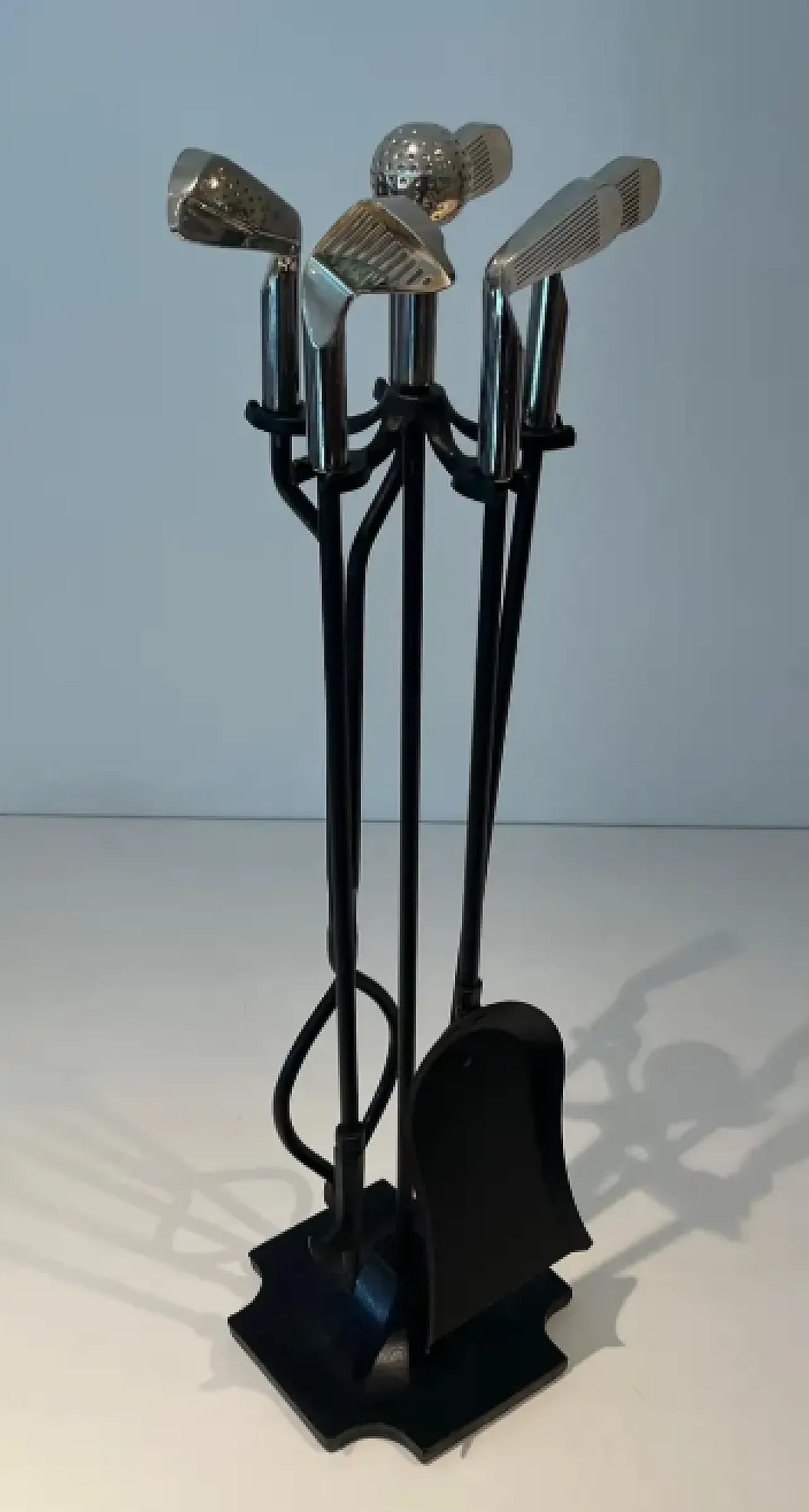 Lacquered metal and chrome fireplace tools, 1970s 3
