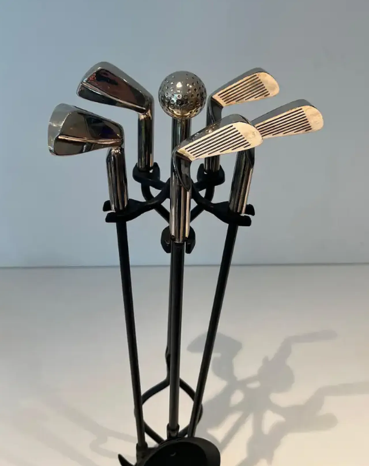 Lacquered metal and chrome fireplace tools, 1970s 5