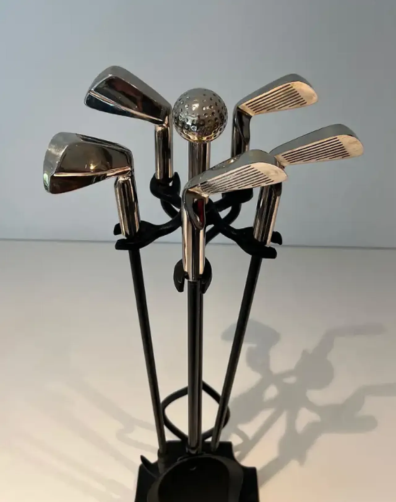Lacquered metal and chrome fireplace tools, 1970s 6